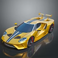 Golden Supercar With Sleek Design Black Stripes Rear Spoiler And Shiny Alloy Wheels