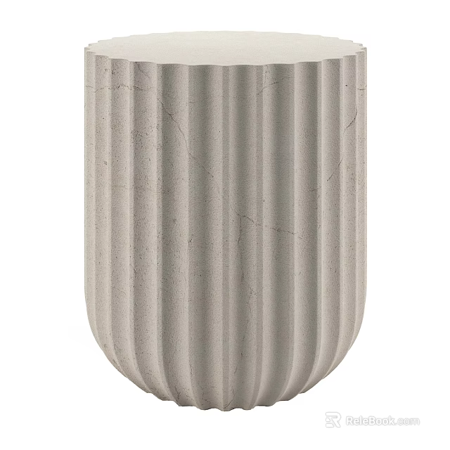 Modern Minimalist Side Table With Fluted Marble Surface And Light Gray Texture 3d model 