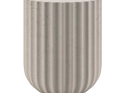 Modern Minimalist Side Table With Fluted Marble Surface And Light Gray Texture 3d model