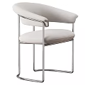 Modern Leather Upholstered Dining Chair With Armrests And Polished Metal Frame For Home Dining Space