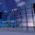 Industrial Equipment Metal Scaffolding Structure With Circular Lighting Device And Audio Speakers