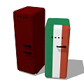 Vintage Red Single Door and Green White Red Stripe Refrigerators Classic Retro Kitchen Appliances