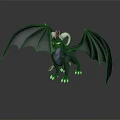 Animated Black Dragon Game Movie Character with Large Wings and Horns