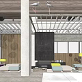 Modern Hotel Lobby Interior With Spacious Layout Wooden Accents Yellow Lamps And Comfortable Sofas