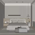 Modern Minimalist Bedroom Interior Design With Built in Wardrobes Bedside Lighting And Area Rug
