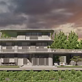 Modern Single Family Villa With Large Windows Terrace And Surrounding Greenery