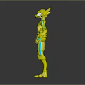Green Mechanical Robot Character 3D Model Design With White Accents And Shiny Surface