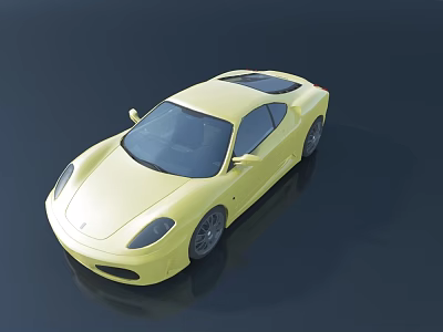 Sleek Yellow Two Door Sports Car Featuring Sunroof And Black Wheels 3d model