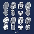 Various Shoe Soles With Different Tread Patterns On Dark Blue Background 3d model