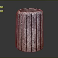 Textured Cylindrical Planter With Vertical Grooves And Rough Stone Finish