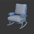 Comfortable Modern Rocking Chair With Light Blue Cushion And Wooden Frame