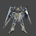 Game Movie Mecha Character With Silver Blue Gold Armor And Long Spear