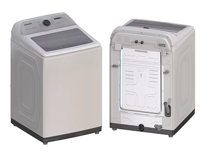 Top Loading Washing Machine Front View And Interior Drum Design Home Appliance 3d model