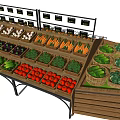 Organized Retail Display Shelves with Fresh Vegetables and Price Tags