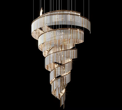 Luxurious Modern Spiral Chandelier With Multiple Crystal Layers And Elegant Design 3d model