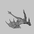 Fierce Mythical Dragon Character From Game And Film With Spiked Horns Large Wings Scaly Body