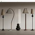 French Floor Lamp Combination Middle Ancient Floor Lamp 3d model