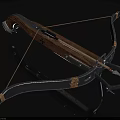 Traditional Wooden And Metal Crossbow Weapon With Arrow Bowstring And Mechanical Structure