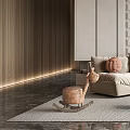Elegant Modern Living Room Interior With Large Sofa Glass Coffee Table And Greenery