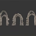 Architectural Stone Arch Decorative Elements With Various Shapes And Textured Details 3d model