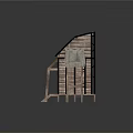 Rustic Wooden Cabin With Blue Roof Transparent Panels Elevated Legs Window Patterned Curtain And White Canopy