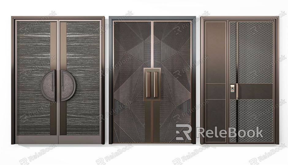 New Chinese style double door copper door model