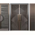 Double Doors Modern Contemporary Design With Textured Metal Panels Stylish Handles And Geometric Patterns