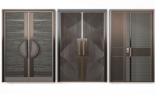 New Chinese style double door copper door 3d model