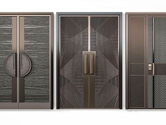 New Chinese style double door copper door 3d model