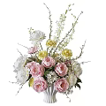 Beautiful Mixed Colored Flowers In Vase With Pink Roses White Peonies And Yellow Blooms