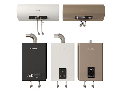 Home Appliances Multiple Water Heaters In Various Colors With Digital Displays 3d model