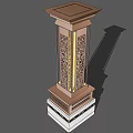 Elegant Outdoor Column Light With Intricate Carved Patterns And Decorative Base 3d model
