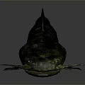 Spotted Green And Black Salamander With Long Body On Gray Background