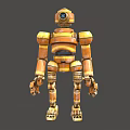 Orange Metallic Humanoid Robot With Mechanical Joints And Round Head Design 3d model