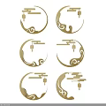 Golden Carving Decorative Circular Designs Featuring Cloud Patterns And Lantern Elements 3d model