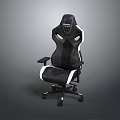 Ergonomic Black White Gaming Chair With Adjustable Armrests And Reclining Backrest