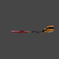 3D Rendered Tactical Knives With Black Orange Handles Red Parts And Metal Screws