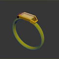 Classic Golden Ring With Rectangular Sparkling Gemstone Inlaid Design For Daily Wear