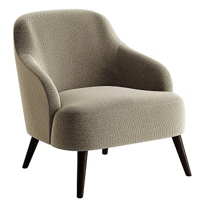 Light Beige Textured Fabric Accent Chair With Curved Arms And Dark Wooden Legs 3d model