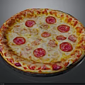 Delicious Pepperoni Pizza With Melted Cheese Red Slices And Golden Crust On Black Plate