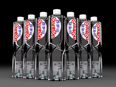 C'estbon Mineral Water In Transparent Bottles Arranged Neatly In A Row 3d model