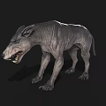 Fierce Scary Monster 3D Model With Rough Skin Sharp Teeth Aggressive Pose Dark Background