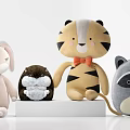 Cute Plush Animal Dolls Collection With Bunny Tiger Raccoon Hedgehog