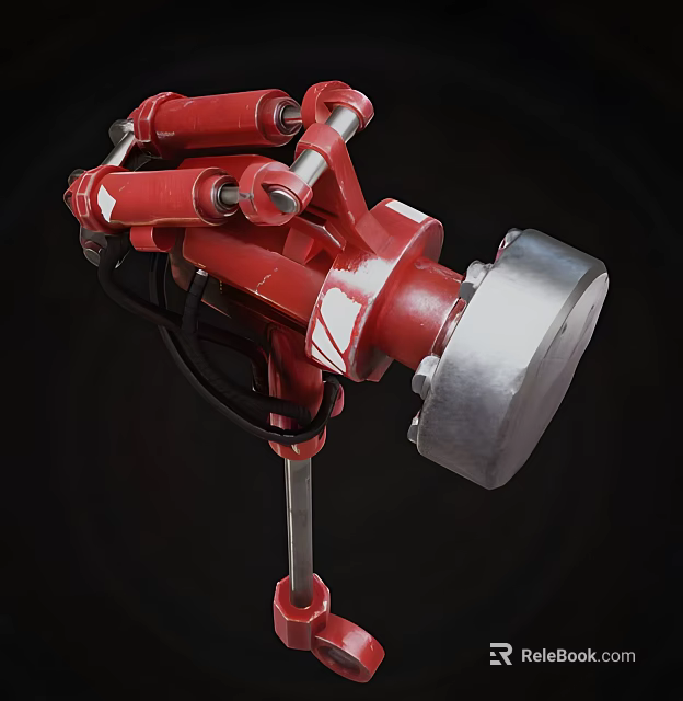 Red Industrial Equipment Featuring Mechanical Structure Joints Metal Parts And Silver Circular Component 3d model 