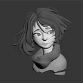 Game And Movie Character 3D Sculpted Head Model With Short Hair And Calm Expression
