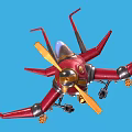 Red Cosmic Space Aircraft With Propeller And Transparent Cockpit Design