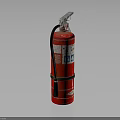 Red Fire Extinguisher With Handle Black Strap And Safety Label 3d model