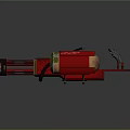 Red And Green Mechanical Device With Cylindrical Tanks Handle And Industrial Pipes