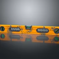 Yellow Spirit Level Hand Tool With Bubble Vials And Worn Surface For Construction 3d model