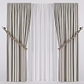 Gray Curtains With White Sheer Layer And Rope Tiebacks For Home Decor